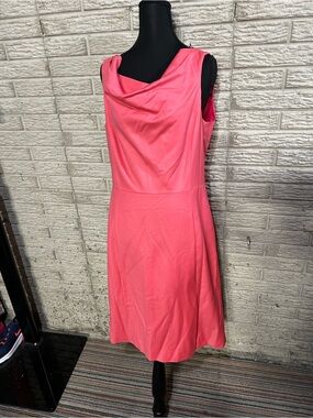 NWT J. Crew Coral Pink Sleeveless Midi Dress Swoop Neck 100% Wool Size 10